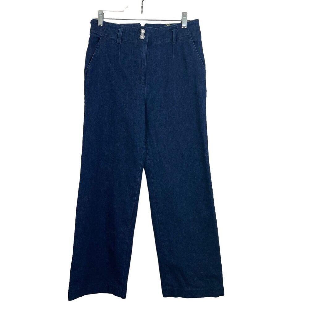 Maeve Anthropologie Wide Leg Jeans Sz 29 High Rise Tailored HEMMED Dark Wash
